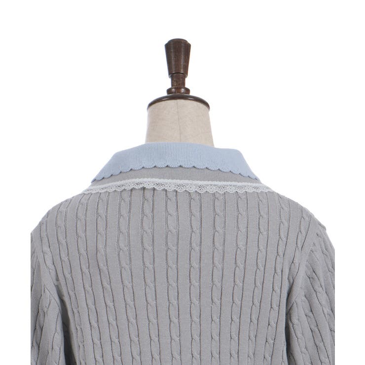 バイカラーニットポロカーディガン | axes femme | 詳細画像14 