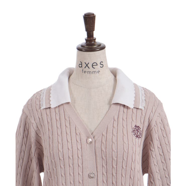 バイカラーニットポロカーディガン | axes femme | 詳細画像19 