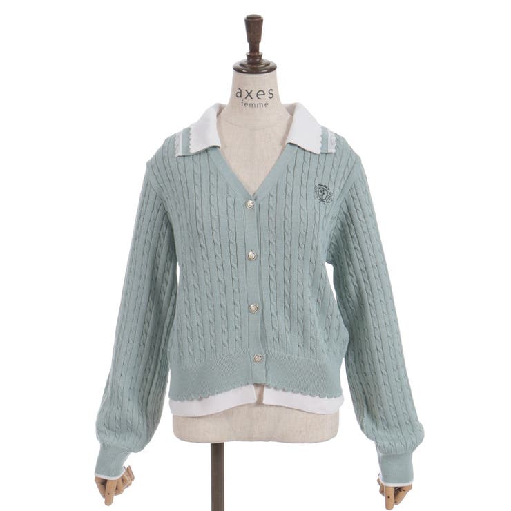 バイカラーニットポロカーディガン | axes femme | 詳細画像24 