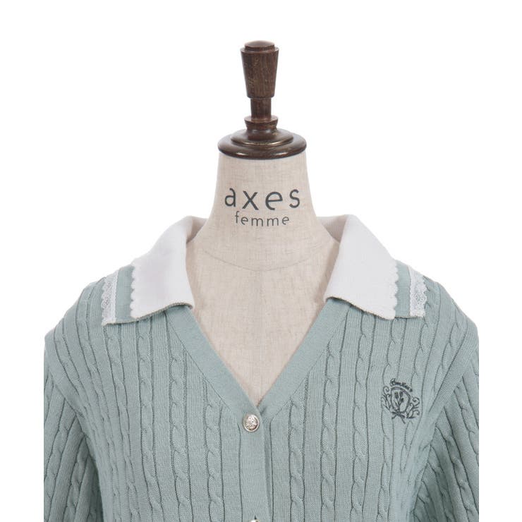 バイカラーニットポロカーディガン | axes femme | 詳細画像27 