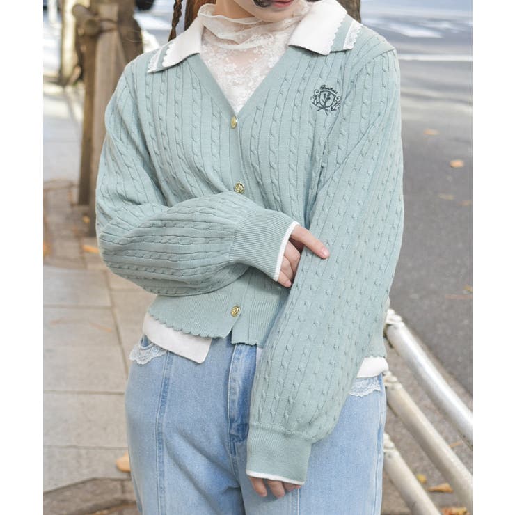 バイカラーニットポロカーディガン | axes femme | 詳細画像5 