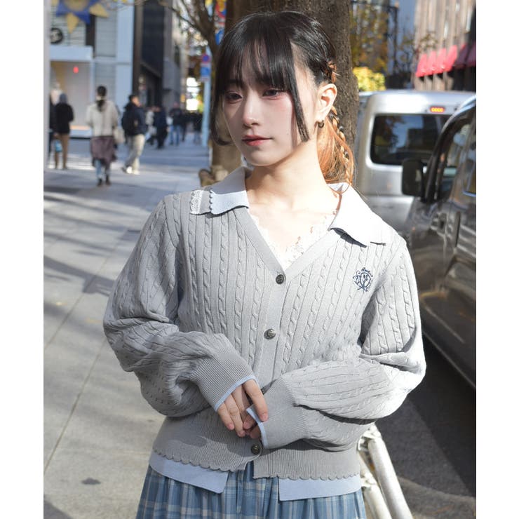 バイカラーニットポロカーディガン | axes femme | 詳細画像7 