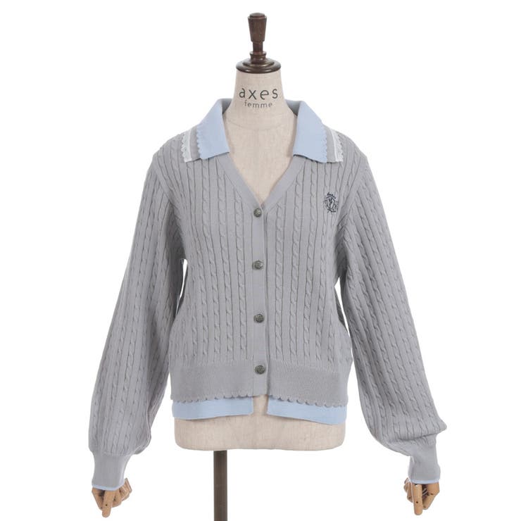 バイカラーニットポロカーディガン | axes femme | 詳細画像8 