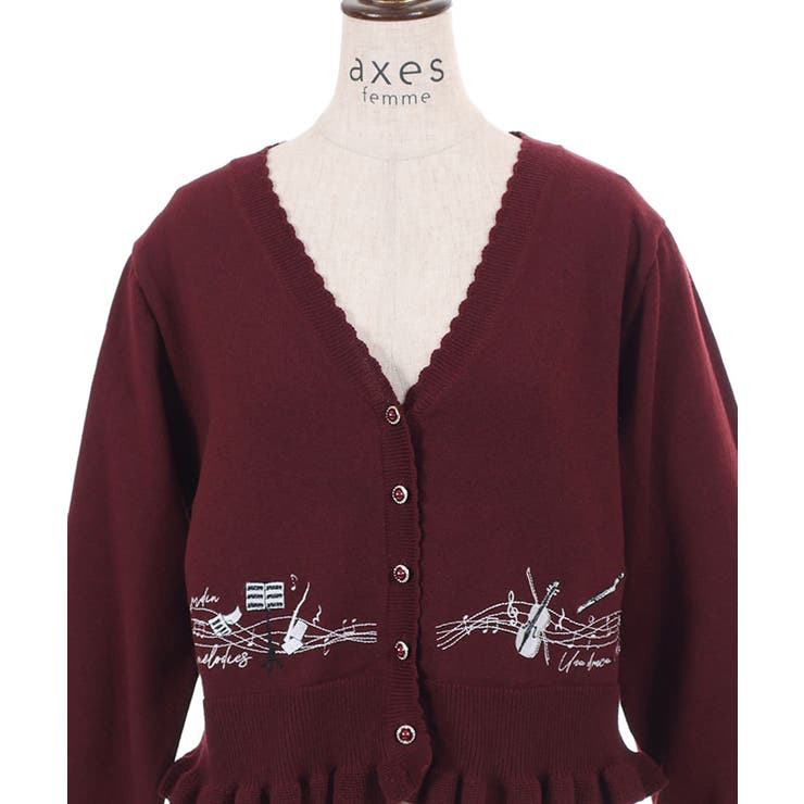 音楽刺繍ショートニットカーディガン | axes femme | 詳細画像23 