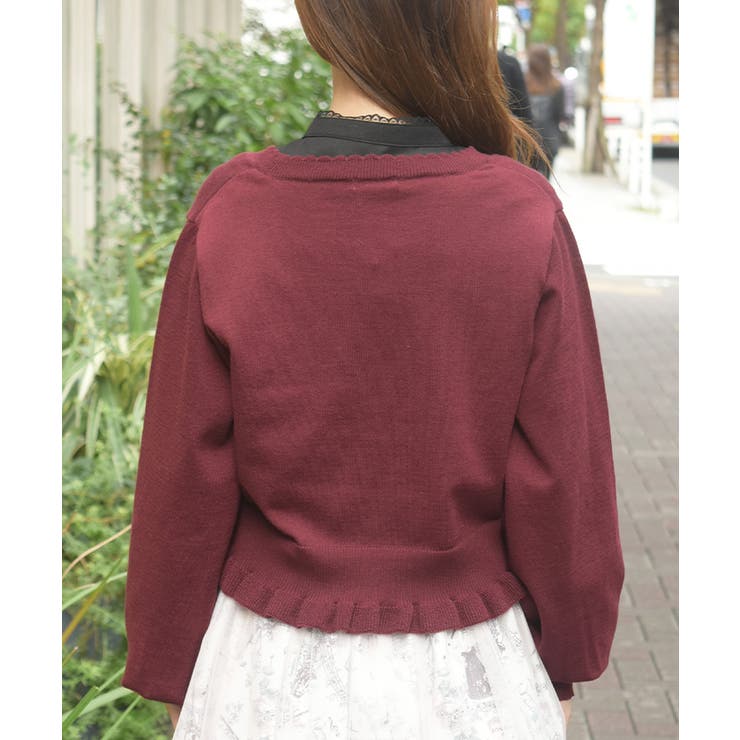 音楽刺繍ショートニットカーディガン | axes femme | 詳細画像3 
