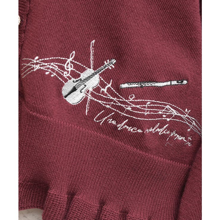 音楽刺繍ショートニットカーディガン | axes femme | 詳細画像4 