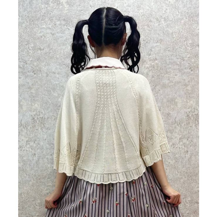 ストロベリー刺繍ニットケープ[品番：IGAW0004757]｜axes femme
