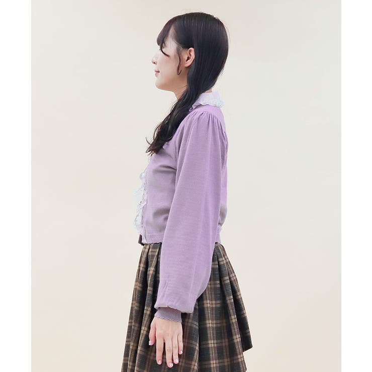 レース×リボンニットカーディガン[品番：IGAW0005668]｜axes