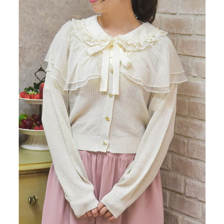 生成り | チュールフリルＵＶカットカーディガン | axes femme