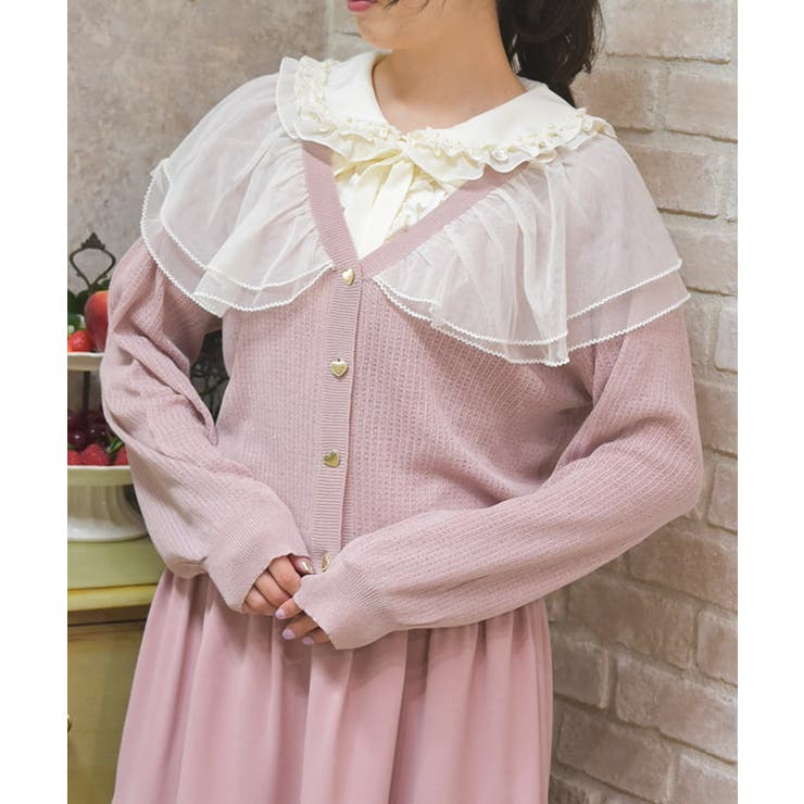 ピンク | チュールフリルＵＶカットカーディガン | axes femme