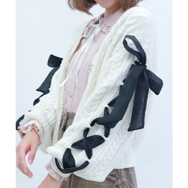 レースアップモールニットカーディガン | axes femme | 詳細画像10 