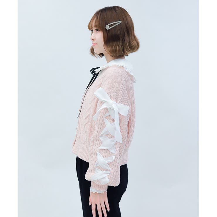 レースアップモールニットカーディガン | axes femme | 詳細画像2 