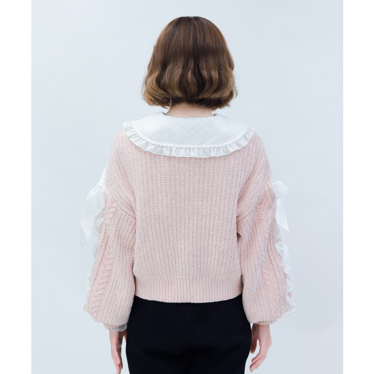 レースアップモールニットカーディガン | axes femme | 詳細画像3 