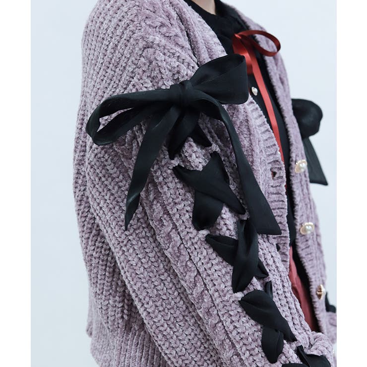 レースアップモールニットカーディガン | axes femme | 詳細画像5 