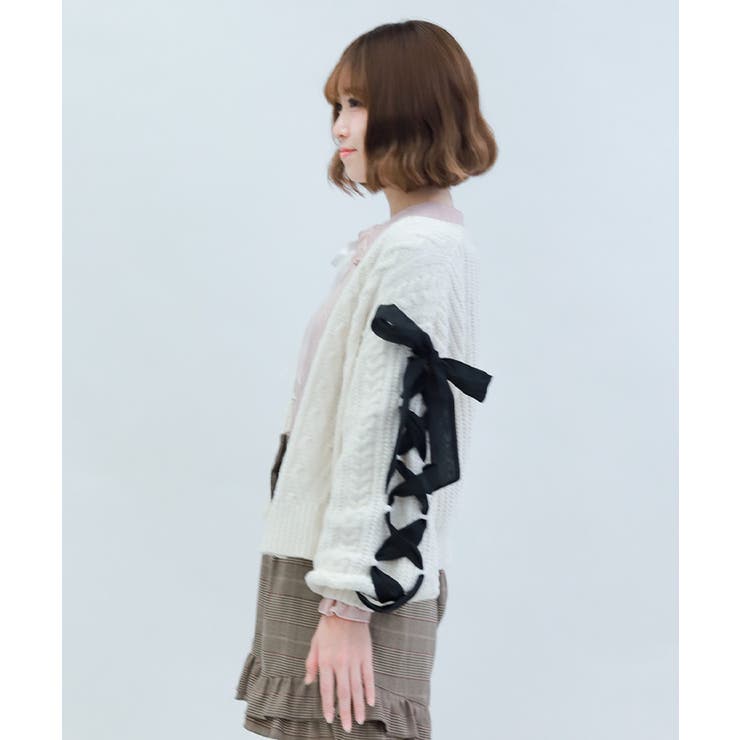 レースアップモールニットカーディガン | axes femme | 詳細画像6 