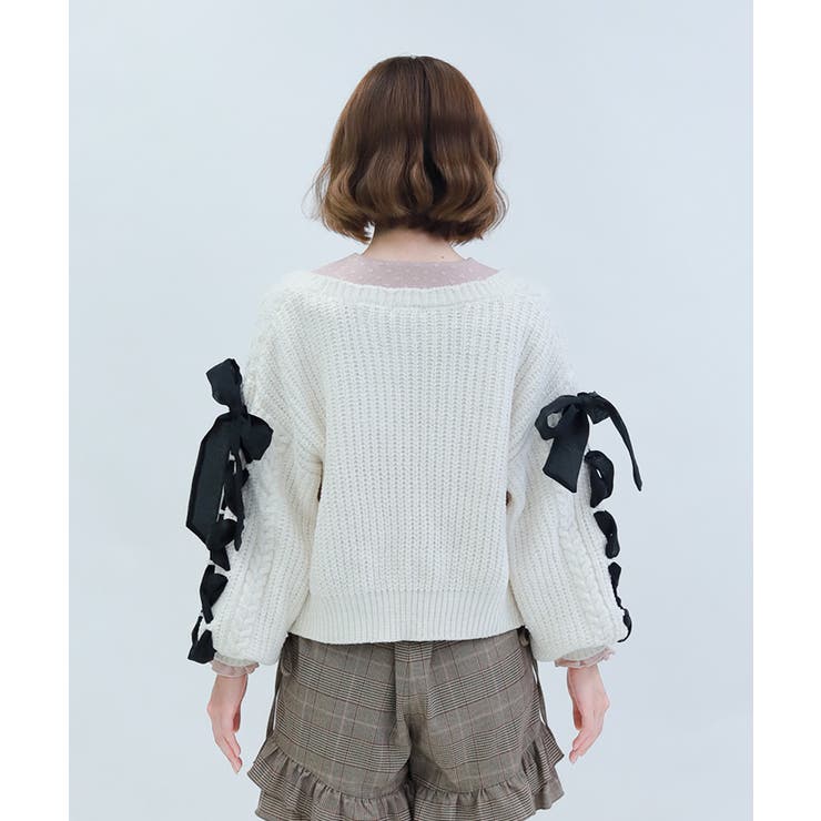 レースアップモールニットカーディガン | axes femme | 詳細画像7 