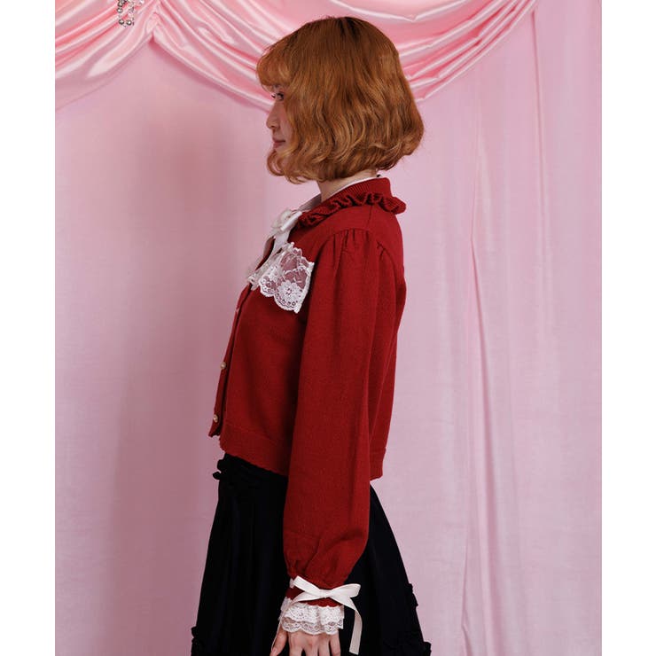 袖口レース衿付きニットカーディガン | axes femme | 詳細画像2 