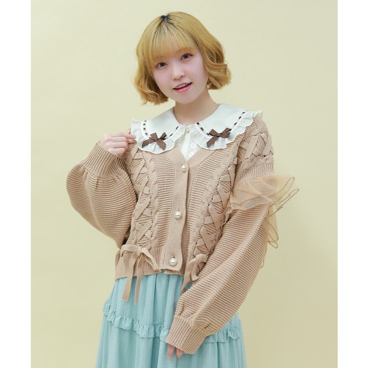 編み上げ×チュールフリルカーディガン | axes femme | 詳細画像13 