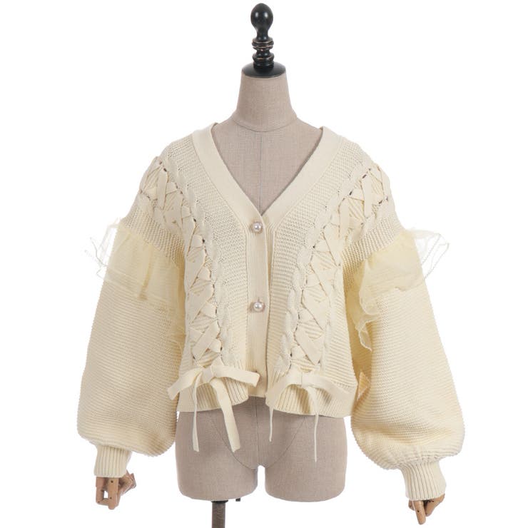 編み上げ×チュールフリルカーディガン | axes femme | 詳細画像19 