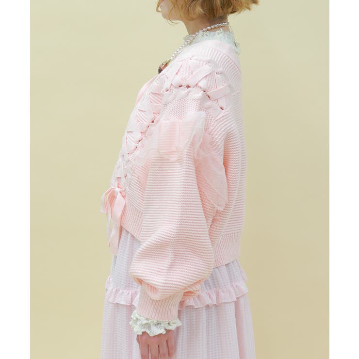 編み上げ×チュールフリルカーディガン | axes femme | 詳細画像2 