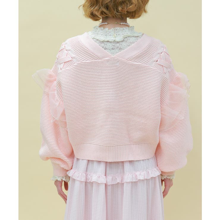 編み上げ×チュールフリルカーディガン | axes femme | 詳細画像3 