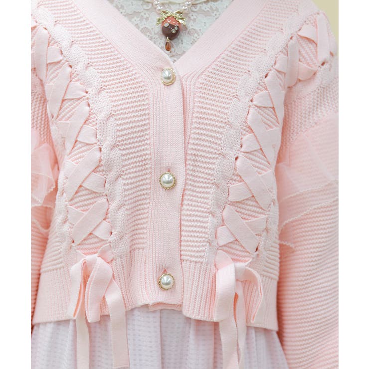 編み上げ×チュールフリルカーディガン | axes femme | 詳細画像4 