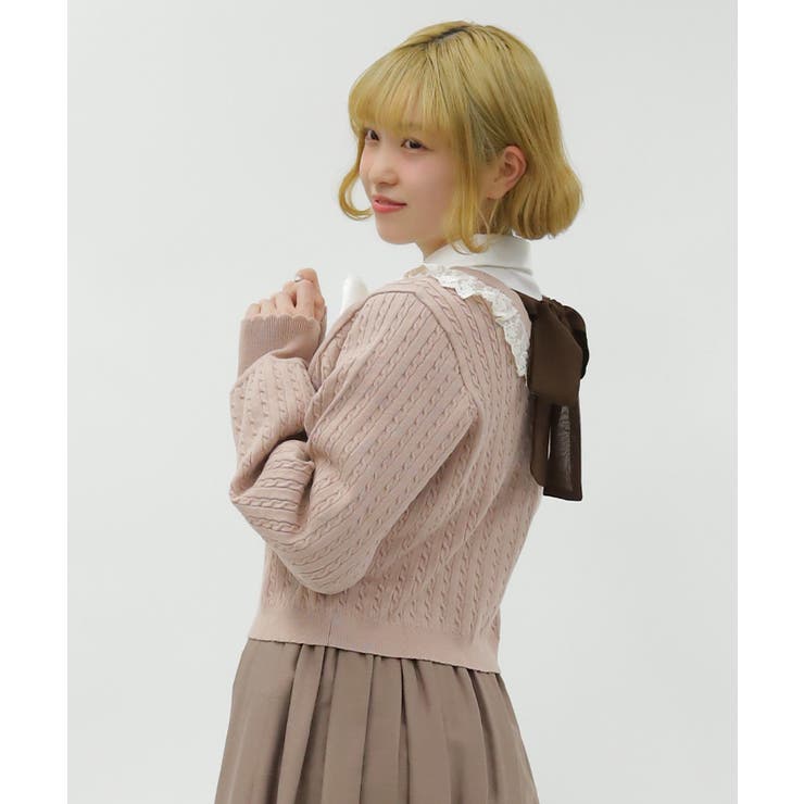 ケーブル柄バックリボンカーディガン | axes femme | 詳細画像15 
