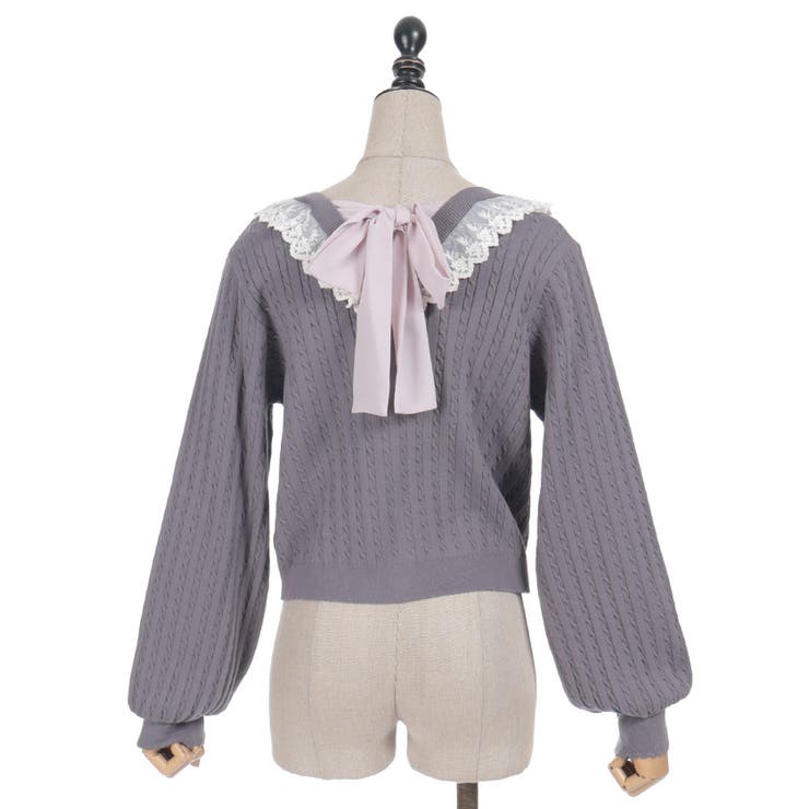 ケーブル柄バックリボンカーディガン | axes femme | 詳細画像30 