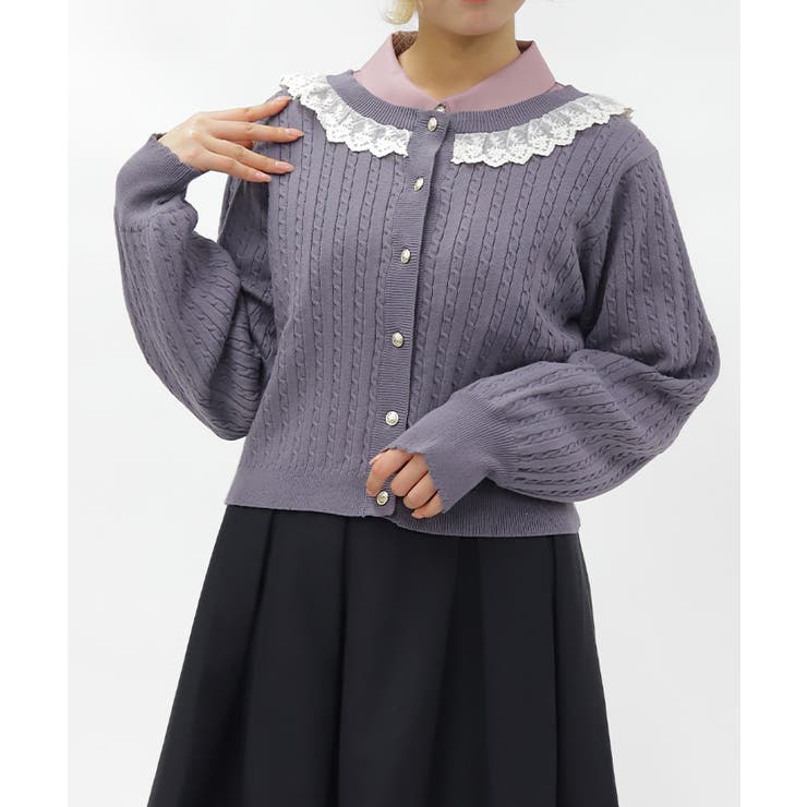 ケーブル柄バックリボンカーディガン | axes femme | 詳細画像4 
