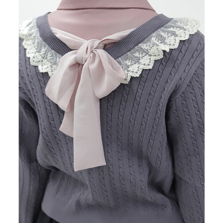 ケーブル柄バックリボンカーディガン | axes femme | 詳細画像6 