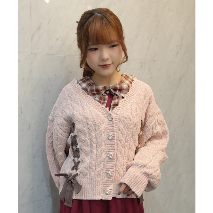レースアップモールヤーンカーディガン | axes femme | 詳細画像10 
