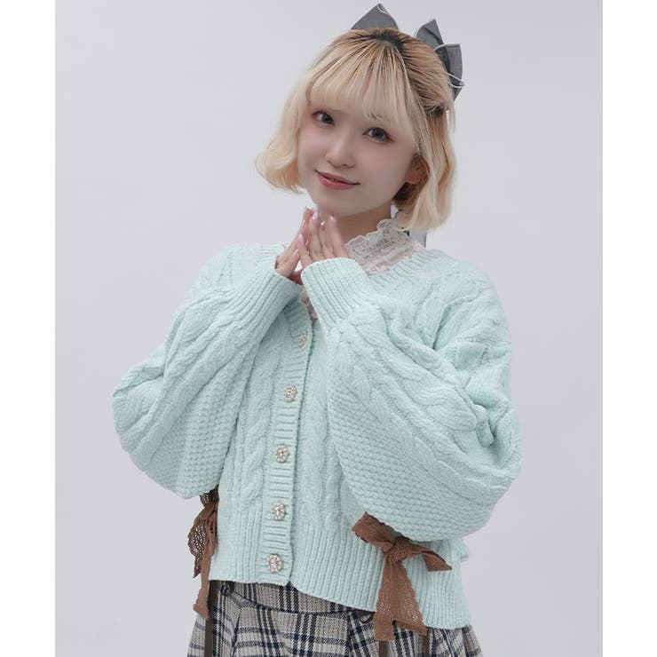 レースアップモールヤーンカーディガン | axes femme | 詳細画像11 