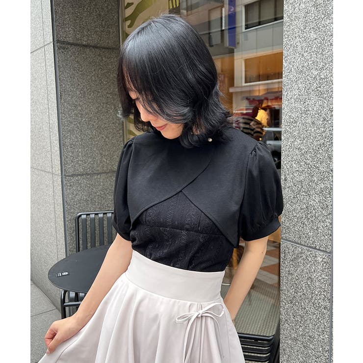 カットボレロ付ノースリプルオーバー[品番：IGAW0003846]｜axes femme