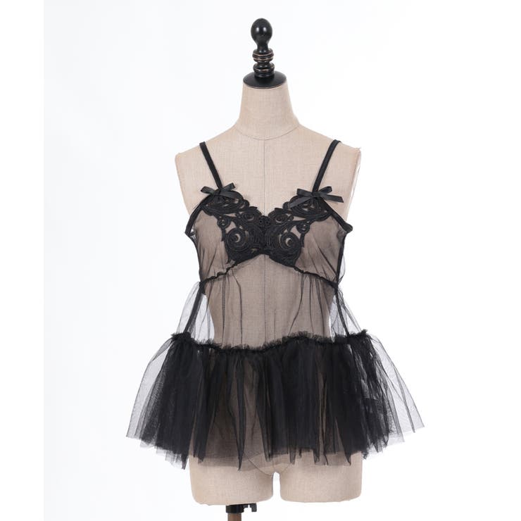 axes femmeアクシーズフェムフリルキャミソール姫ギャル姫ロリチュートップ フリルチュールビスチェ[品番：IGAW0004998]｜axes femme