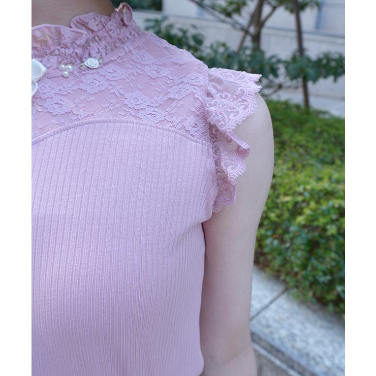 ローズ×リボン装飾切替タンク[品番：IGAW0007729]｜axes femme