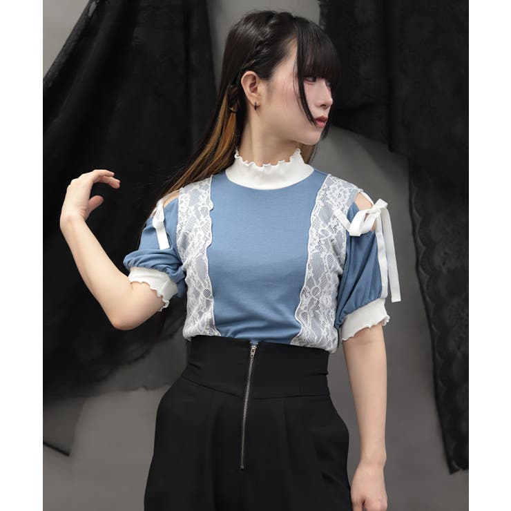 バイカラー肩あきカットプルオーバー | axes femme | 詳細画像5 