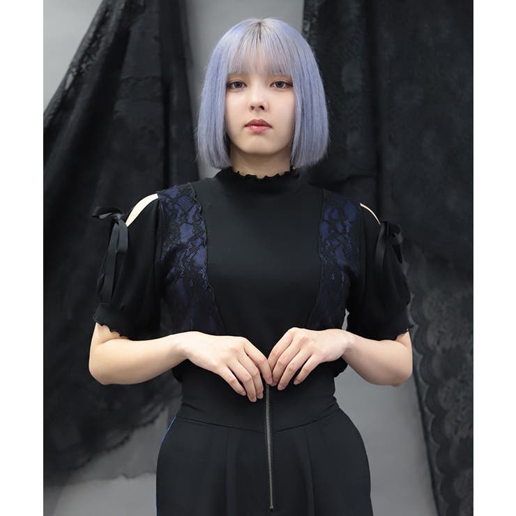 バイカラー肩あきカットプルオーバー | axes femme | 詳細画像7 