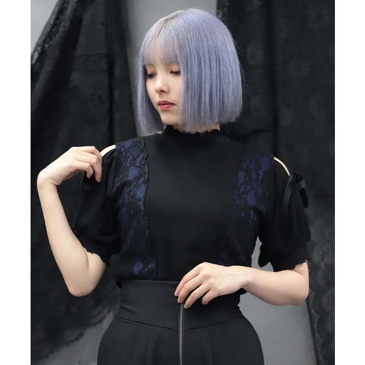 バイカラー肩あきカットプルオーバー | axes femme | 詳細画像8 