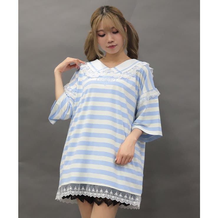 サックス | デビルクロスセーラーＴシャツ | axes femme