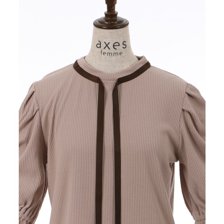 リボン付リブトップス[品番：IGAW0003551]｜axes femme