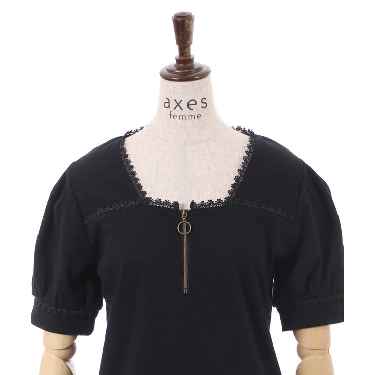 ハーフジップパフ袖プルオーバー[品番：IGAW0003941]｜axes femme