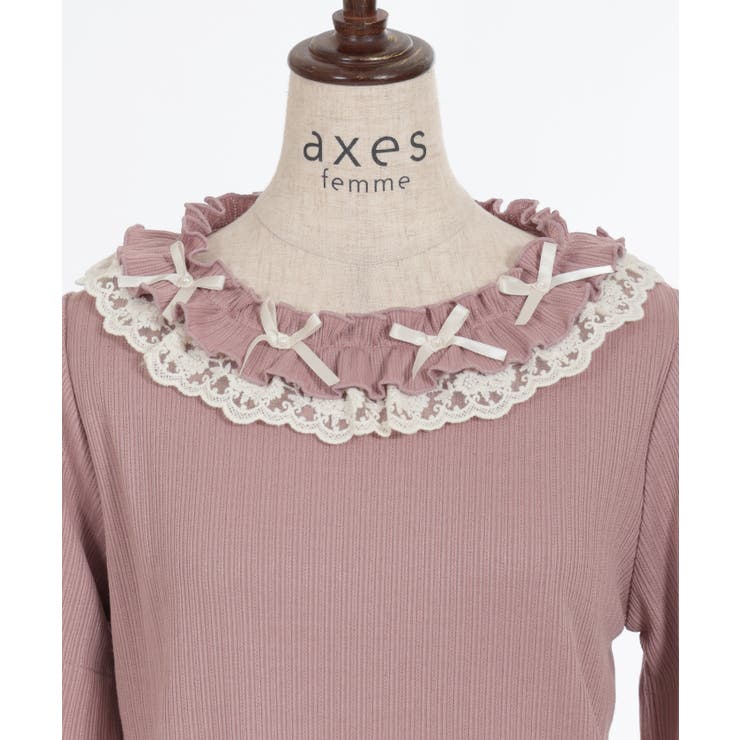 リボン×レース×フリルプルオーバー[品番：IGAW0005084]｜axes femme