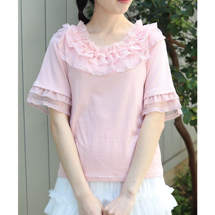 ドット×チュールフリルプルオーバー | axes femme | 詳細画像1 