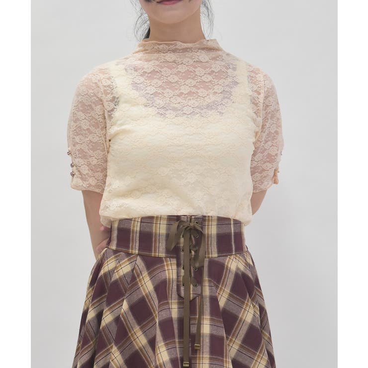 ローズ付レーストップス[品番：IGAW0006688]｜axes femme