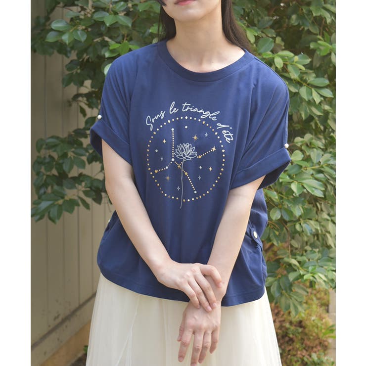 接触冷感天体柄プリントＴ | axes femme | 詳細画像1 