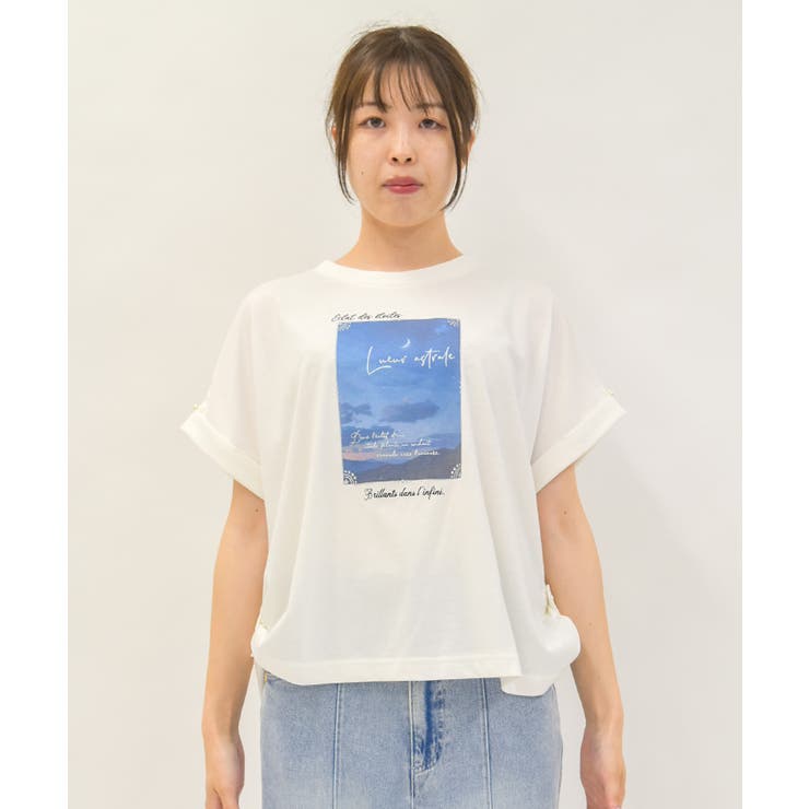 接触冷感天体柄プリントＴ | axes femme | 詳細画像2 