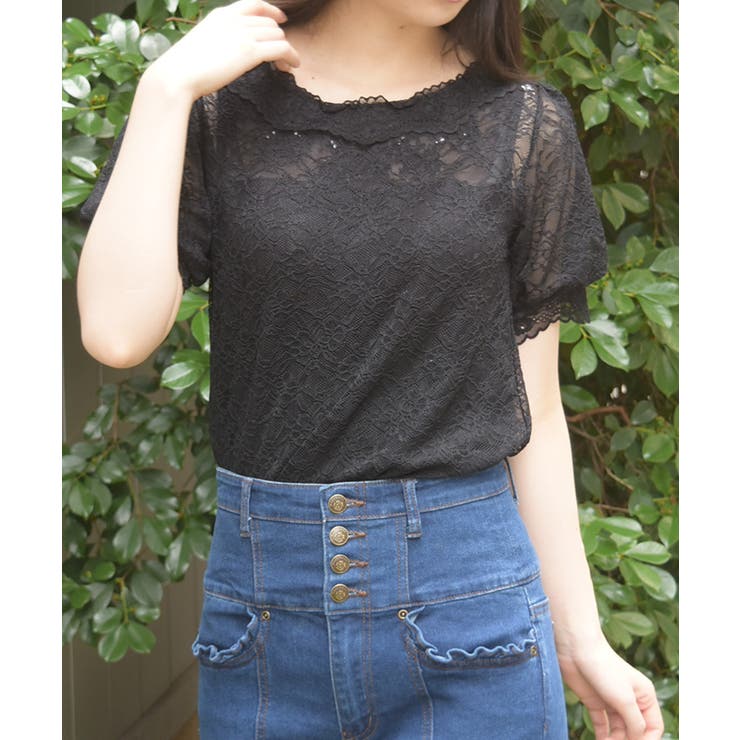 黒 | ぽわん袖総レーストップス | axes femme