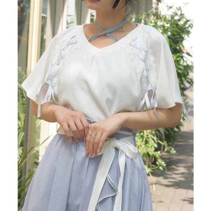 レース×編み上げカットプルオーバー | axes femme | 詳細画像5 