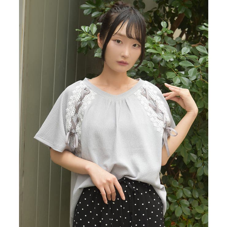 レース×編み上げカットプルオーバー | axes femme | 詳細画像8 