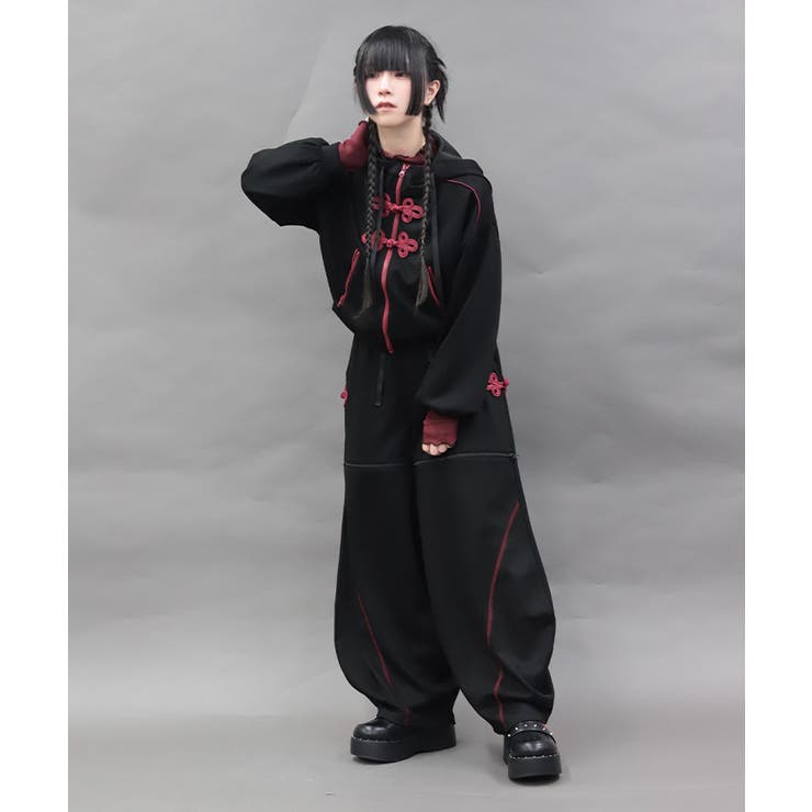 黒 | チャイナボタンルーズパンツ | axes femme